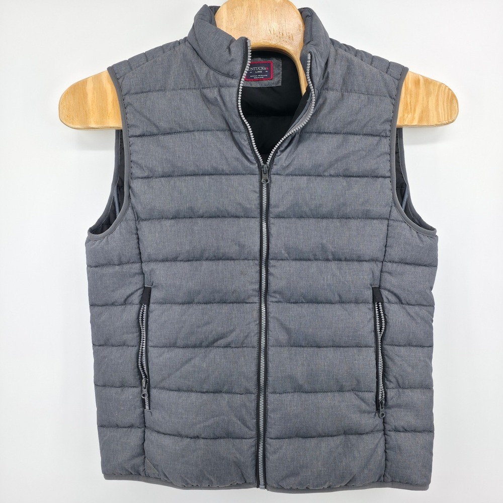 UNTUCKit Thierry Puffer Vest Mens Large Gray Quilted Full Zip Regular Fit 35704
